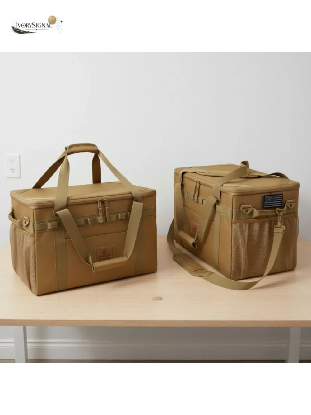 Tactical Camping Storage Bag Utility Tote 57L Nylon PVC with Axe Holder